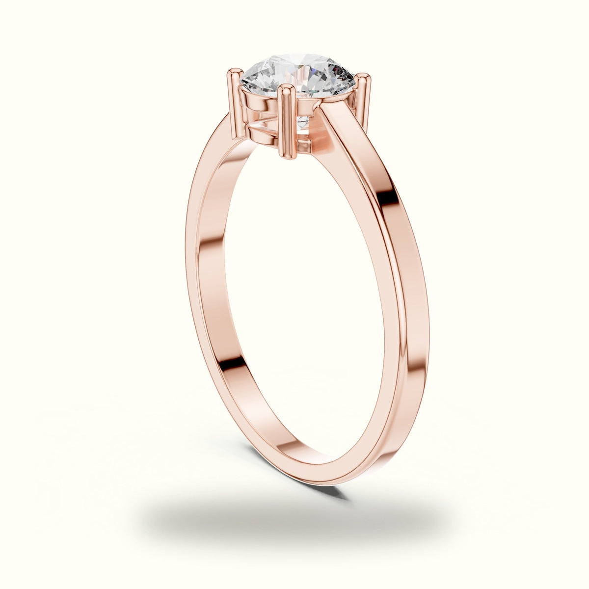 Round Basket Lab-Grown Diamond Solitaire Ring — Rose gold, view 1 | Crystal N Cuts
