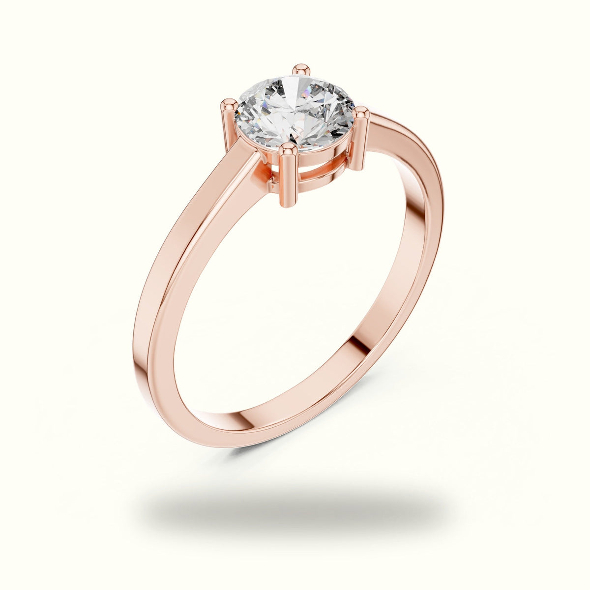 Round Basket Lab-Grown Diamond Solitaire Ring — Rose gold, view 2 | Crystal N Cuts
