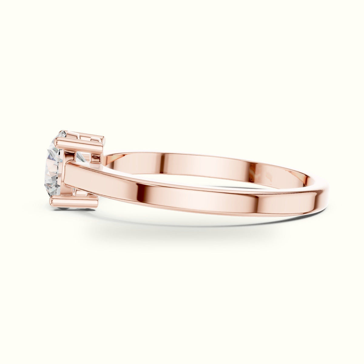 Round Basket Lab-Grown Diamond Solitaire Ring — Rose gold, view 3 | Crystal N Cuts