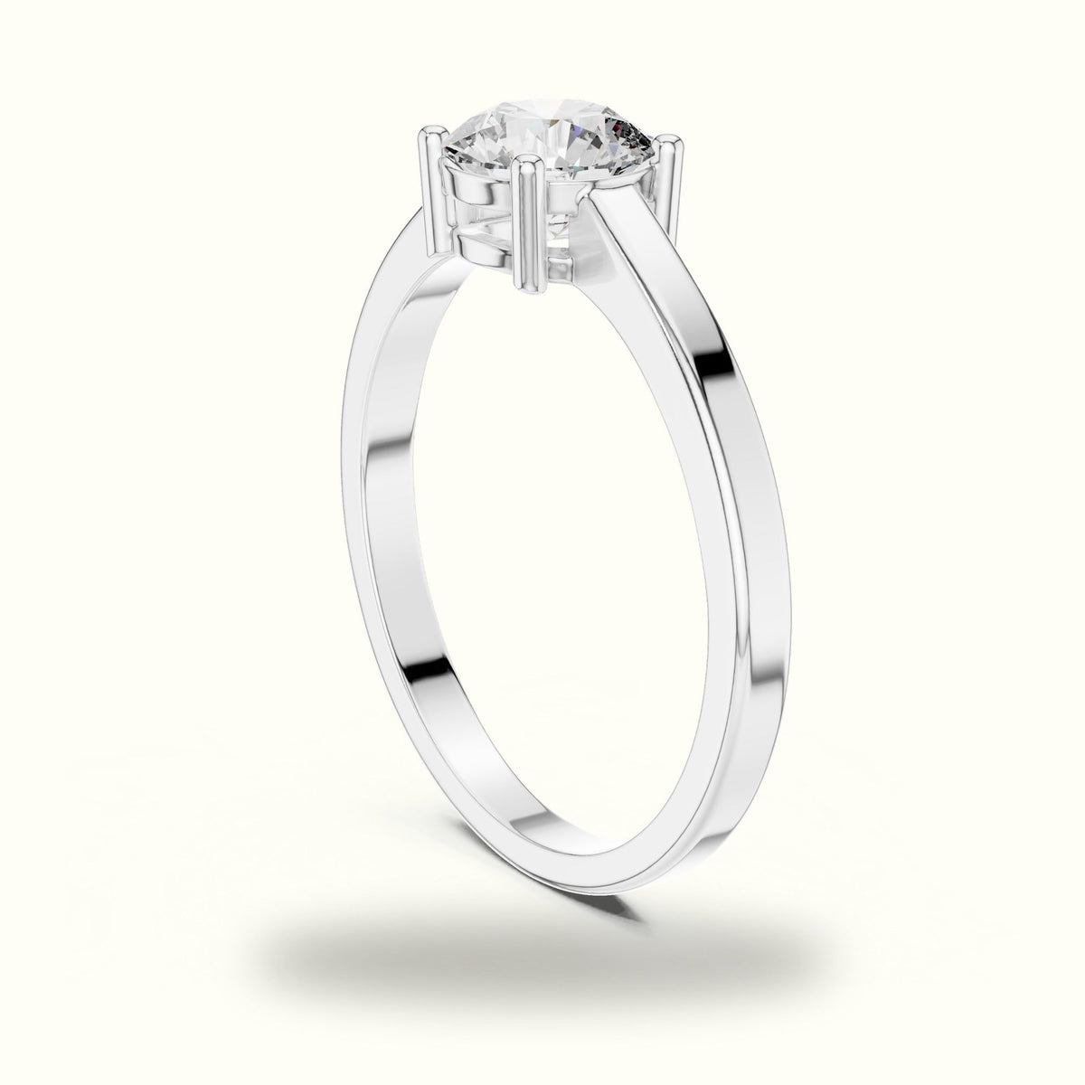 Round Basket Lab-Grown Diamond Solitaire Ring — White gold, view 1 | Crystal N Cuts