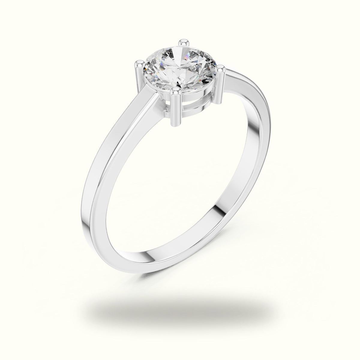 Round Basket Lab-Grown Diamond Solitaire Ring — White gold, view 2 | Crystal N Cuts
