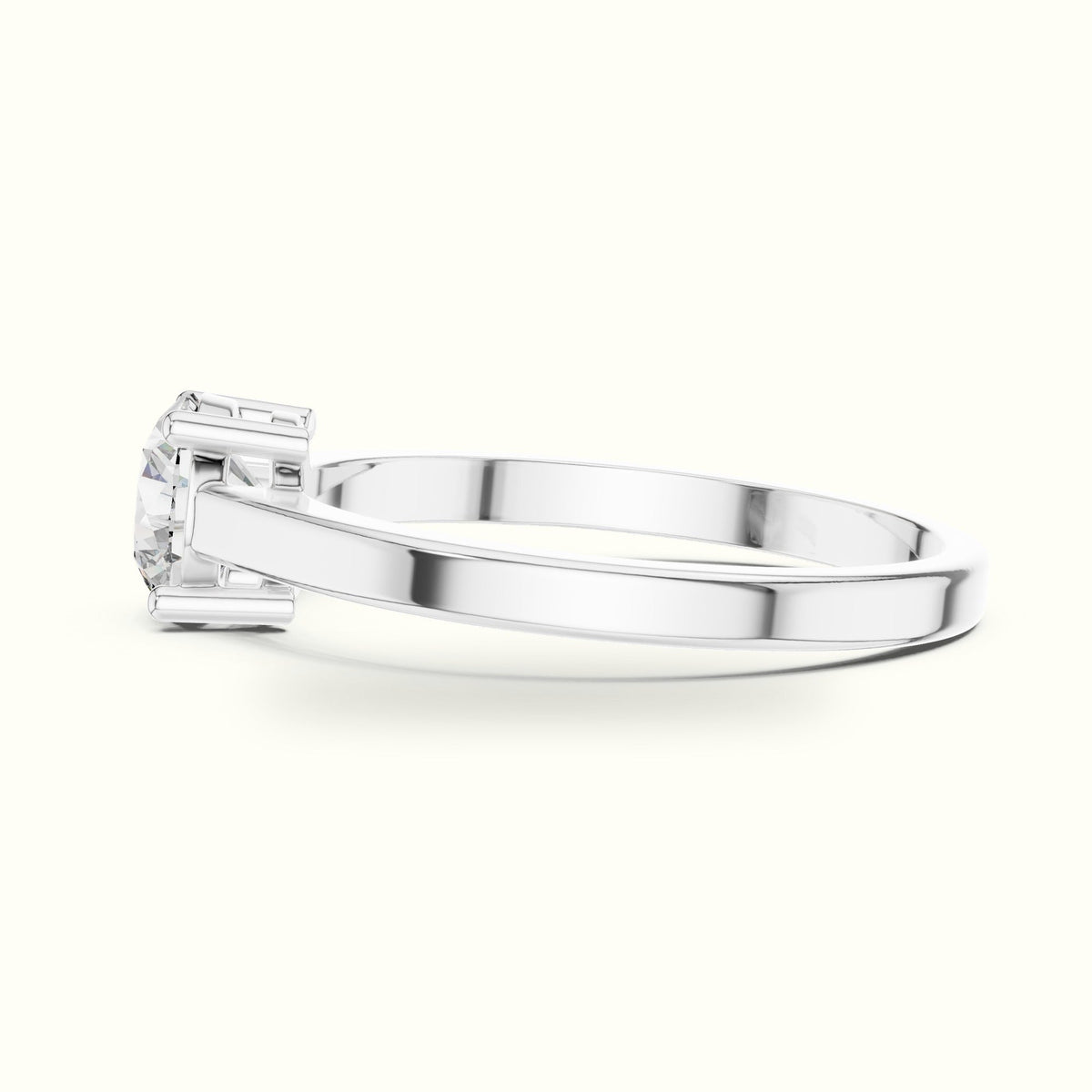 Round Basket Lab-Grown Diamond Solitaire Ring — White gold, view 3 | Crystal N Cuts