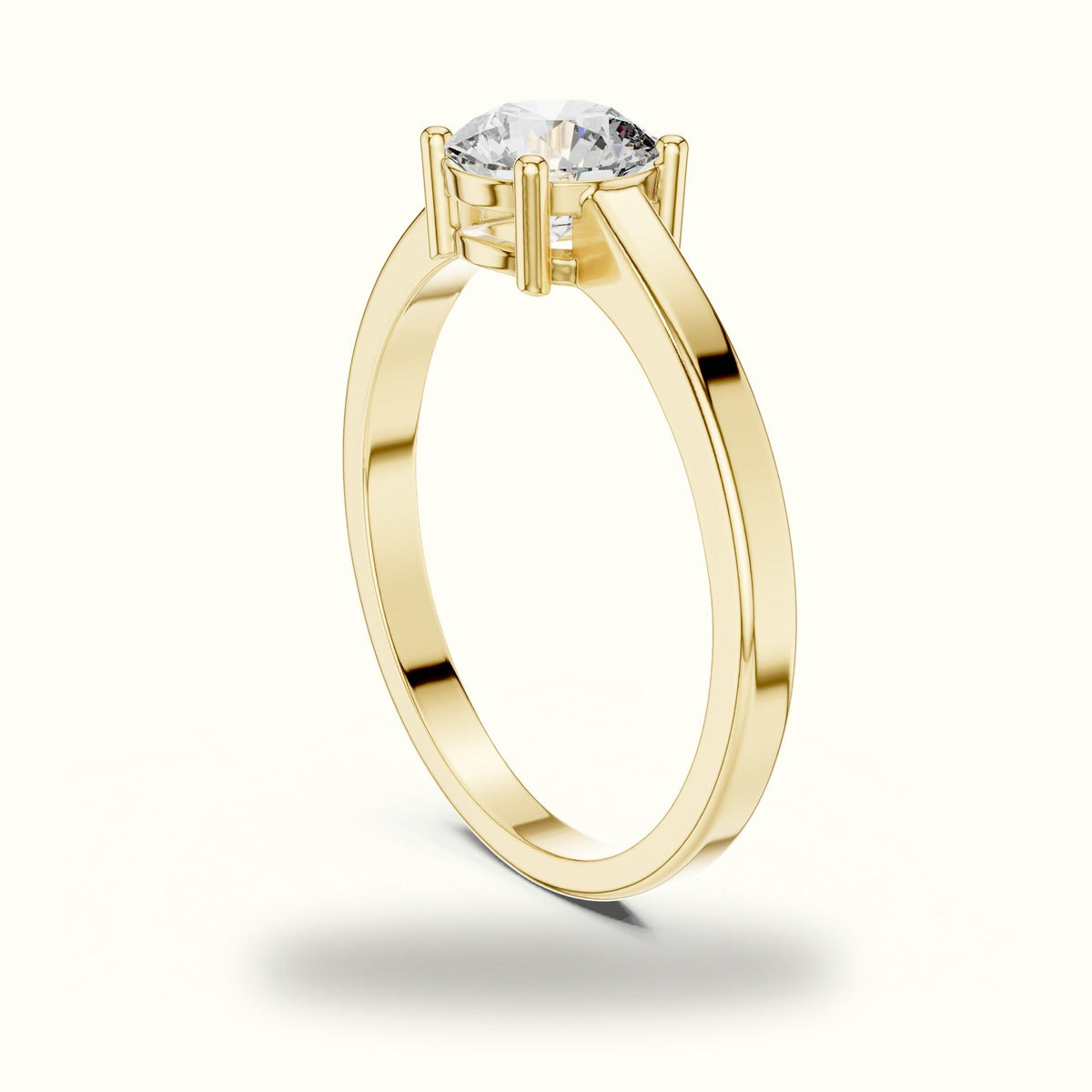 Round Basket Lab-Grown Diamond Solitaire Ring — Yellow gold, view 1 | Crystal N Cuts