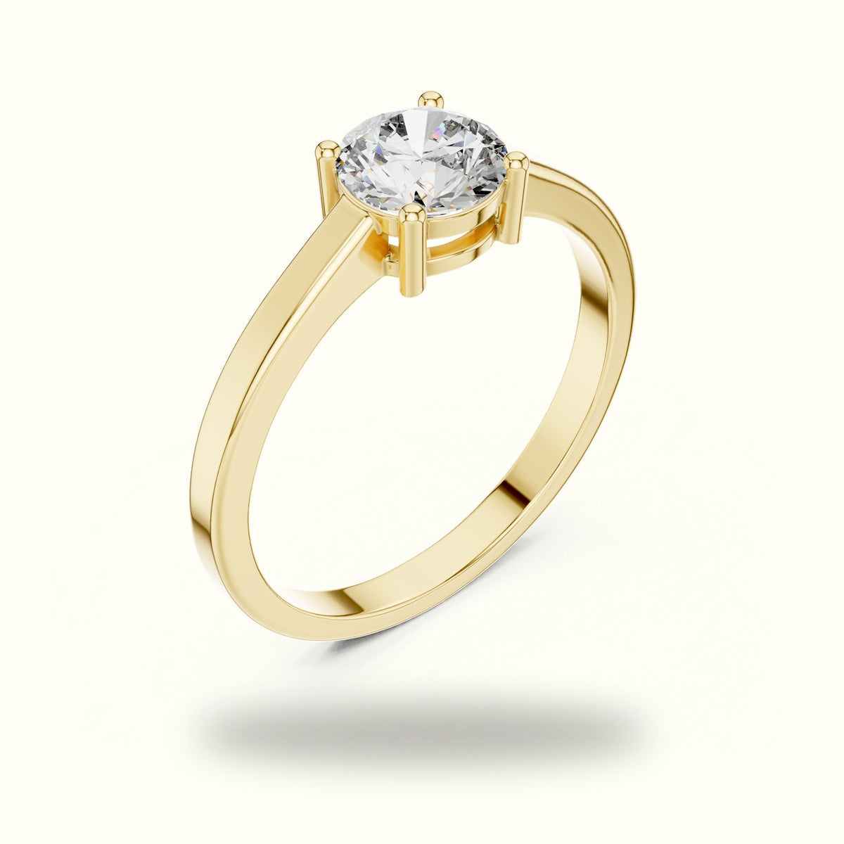 Round Basket Lab-Grown Diamond Solitaire Ring — Yellow gold, view 2 | Crystal N Cuts