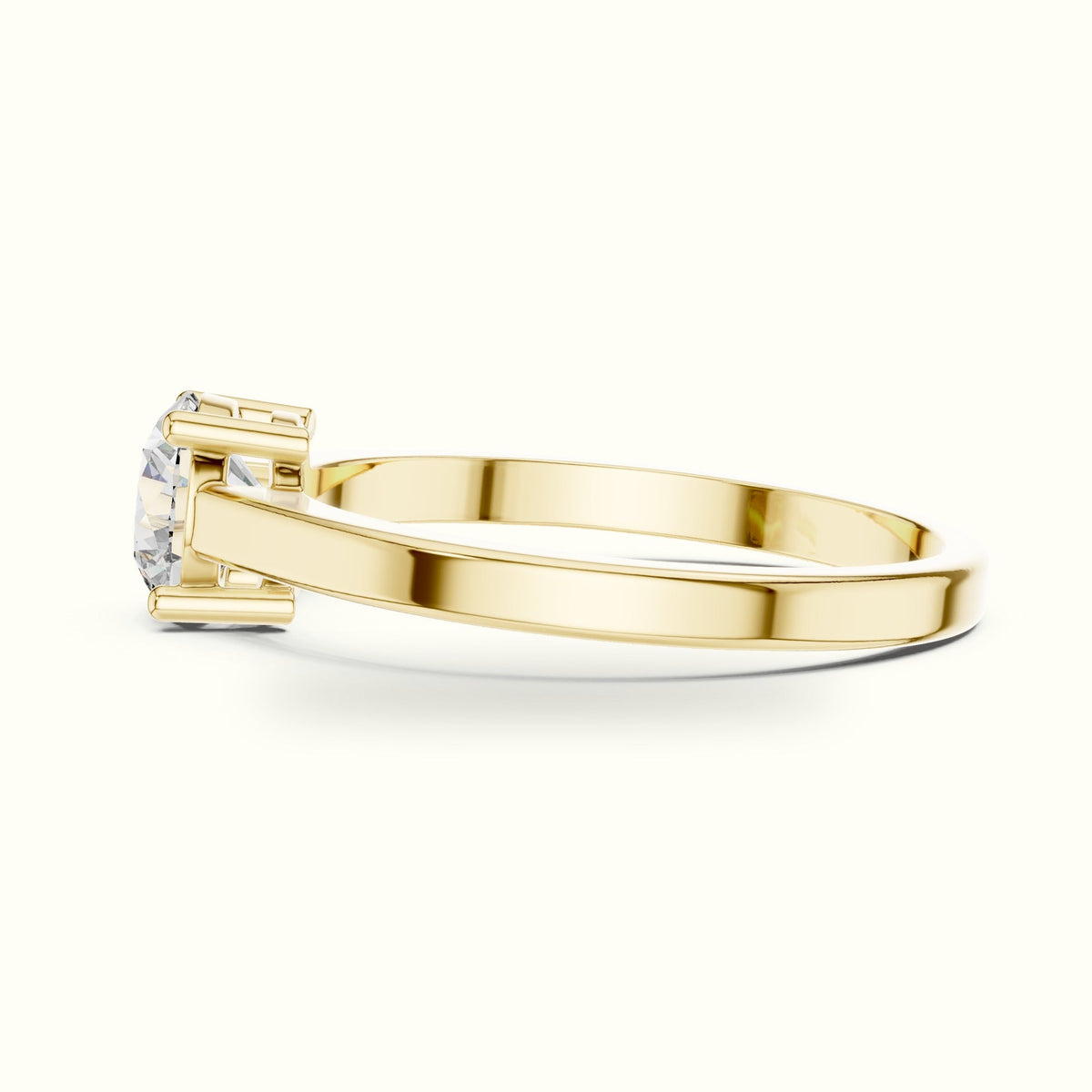 Round Basket Lab-Grown Diamond Solitaire Ring — Yellow gold, view 3 | Crystal N Cuts