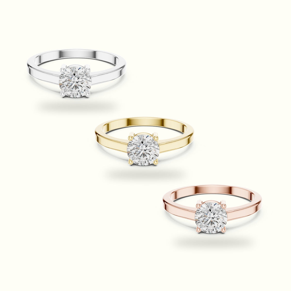 Round Basket Lab-Grown Diamond Solitaire Ring — Rose gold, front view | Crystal N Cuts