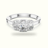 Oval Three-Stone Basket Lab-Grown Diamond Ring