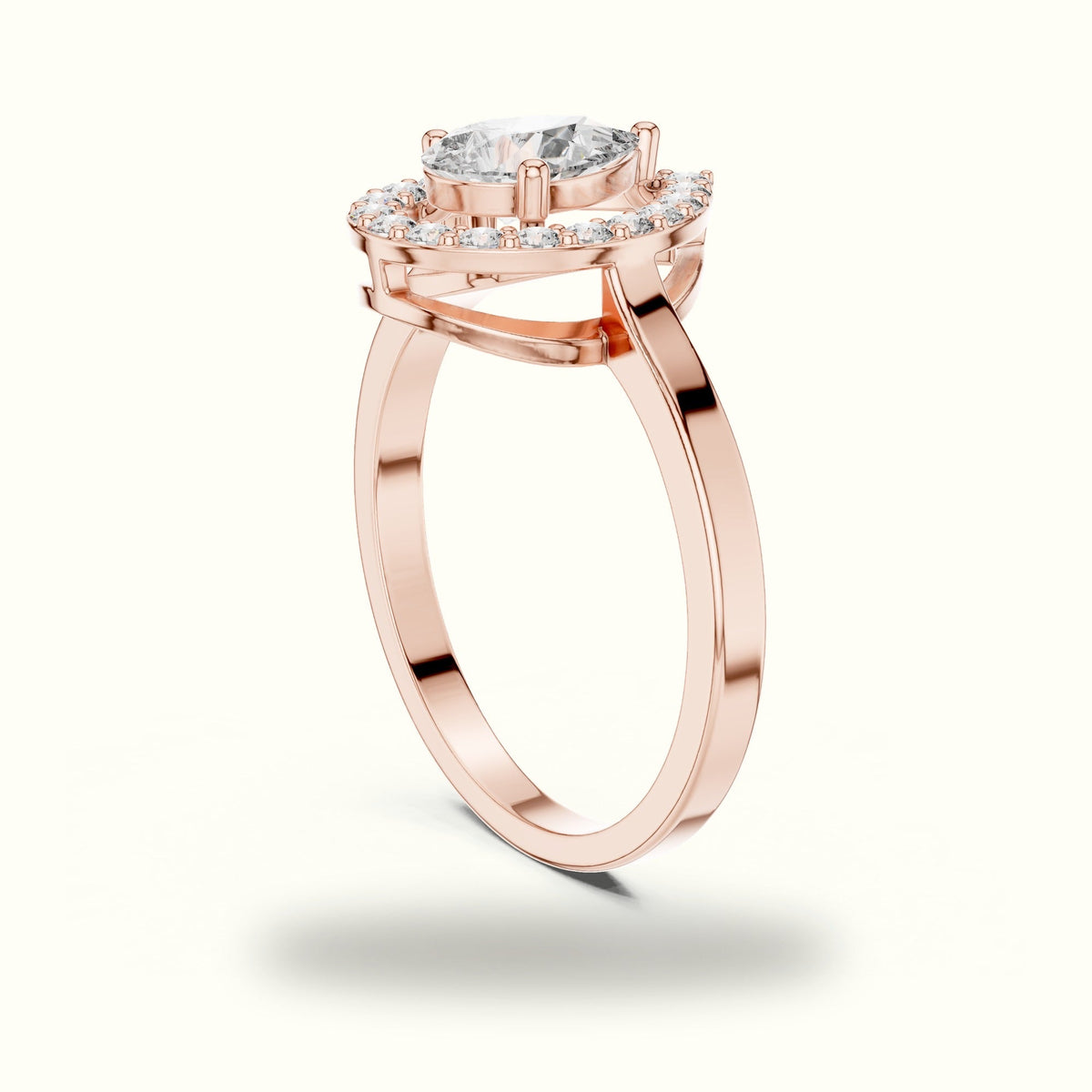 Pear Halo Lab-Grown Diamond Ring — Rose gold, view 1 | Crystal N Cuts