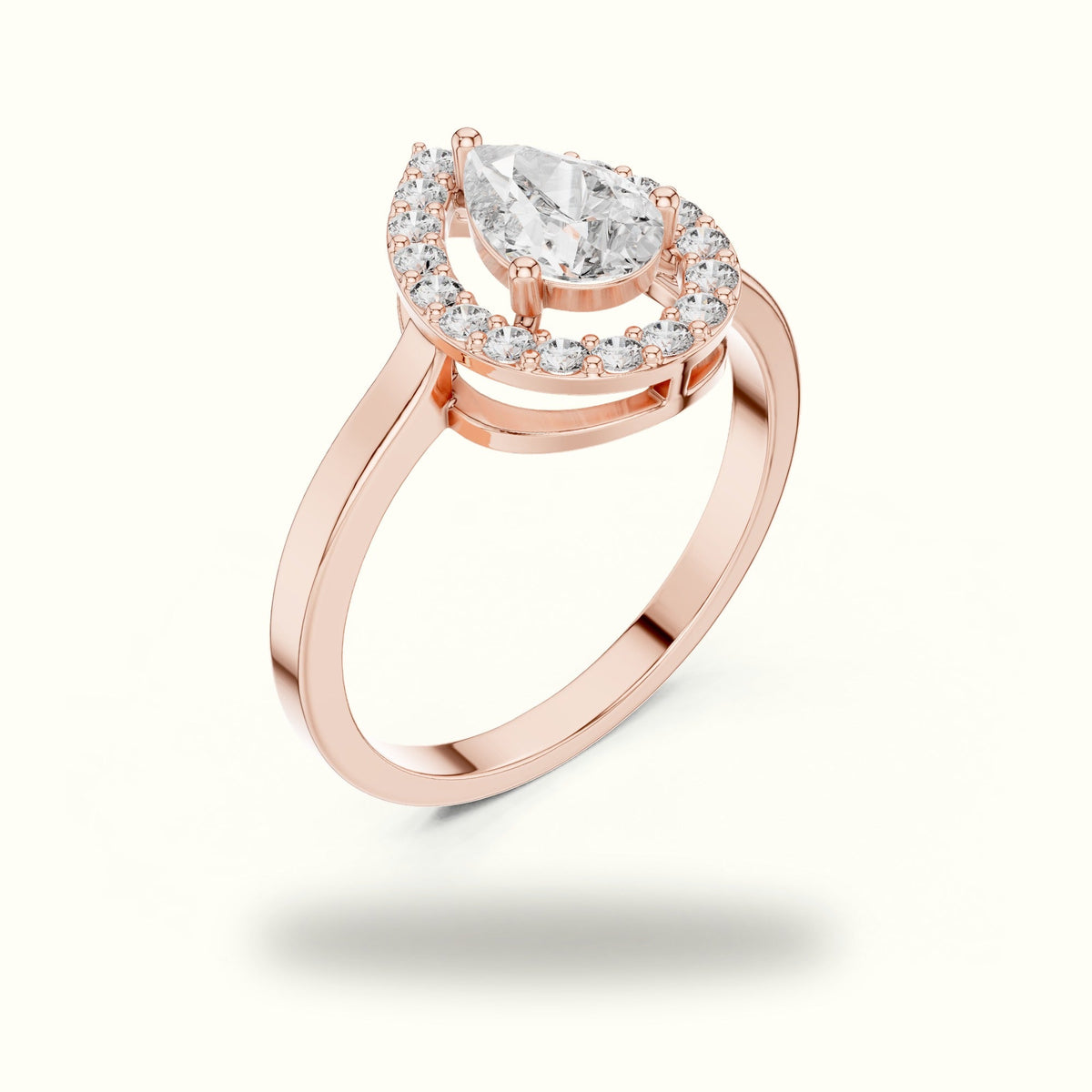 Pear Halo Lab-Grown Diamond Ring — Rose gold, view 2 | Crystal N Cuts