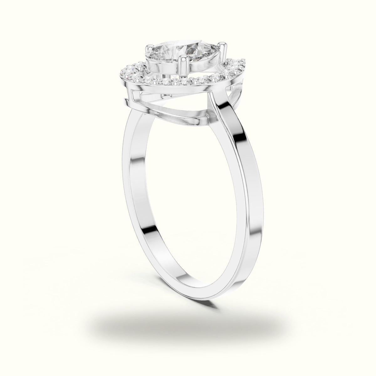 Pear Halo Lab-Grown Diamond Ring — White gold, view 1 | Crystal N Cuts