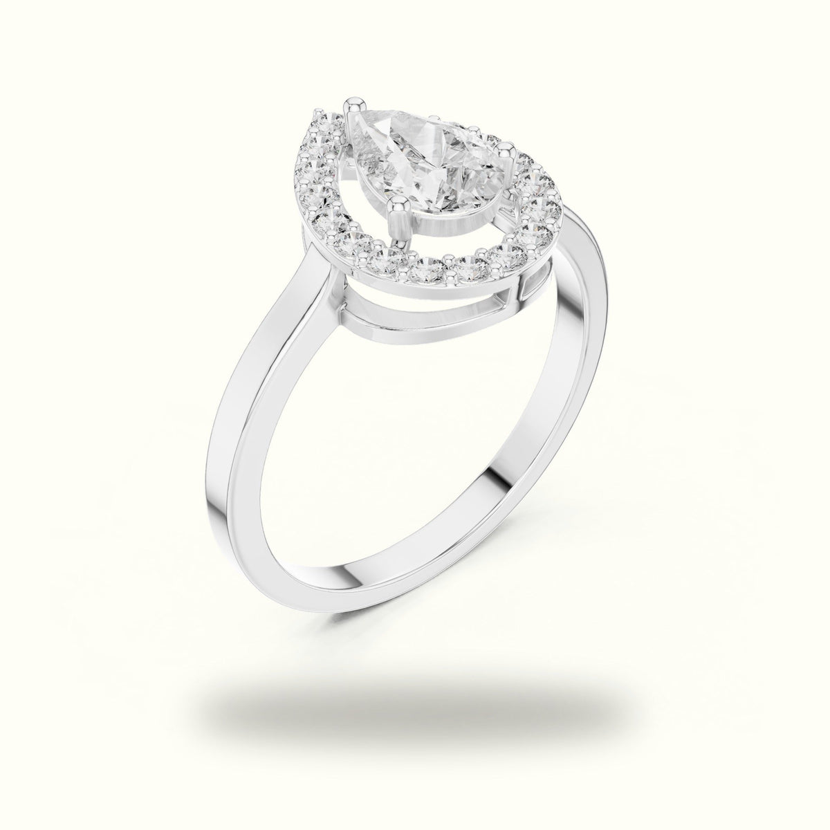 Pear Halo Lab-Grown Diamond Ring — White gold, view 2 | Crystal N Cuts