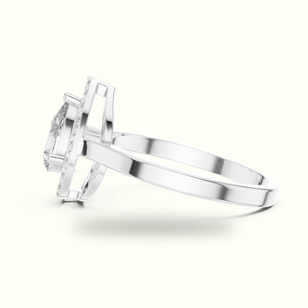 Pear Halo Lab-Grown Diamond Ring — White gold, view 3 | Crystal N Cuts