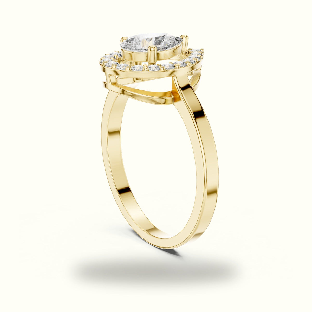 Pear Halo Lab-Grown Diamond Ring — Yellow gold, view 1 | Crystal N Cuts