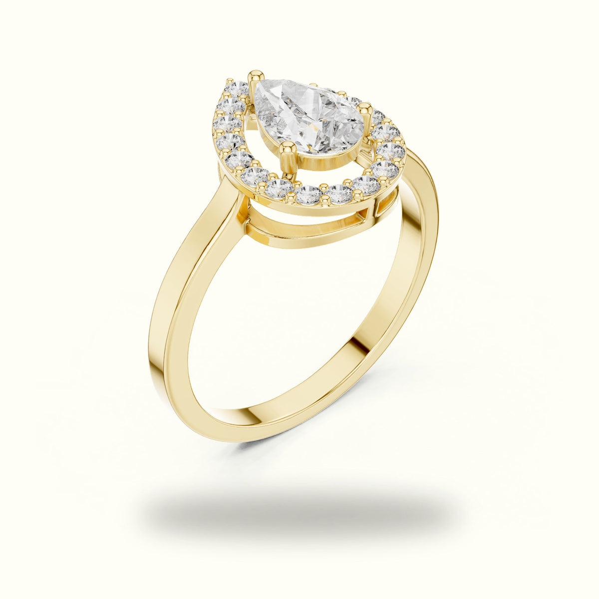 Pear Halo Lab-Grown Diamond Ring — Yellow gold, view 2 | Crystal N Cuts