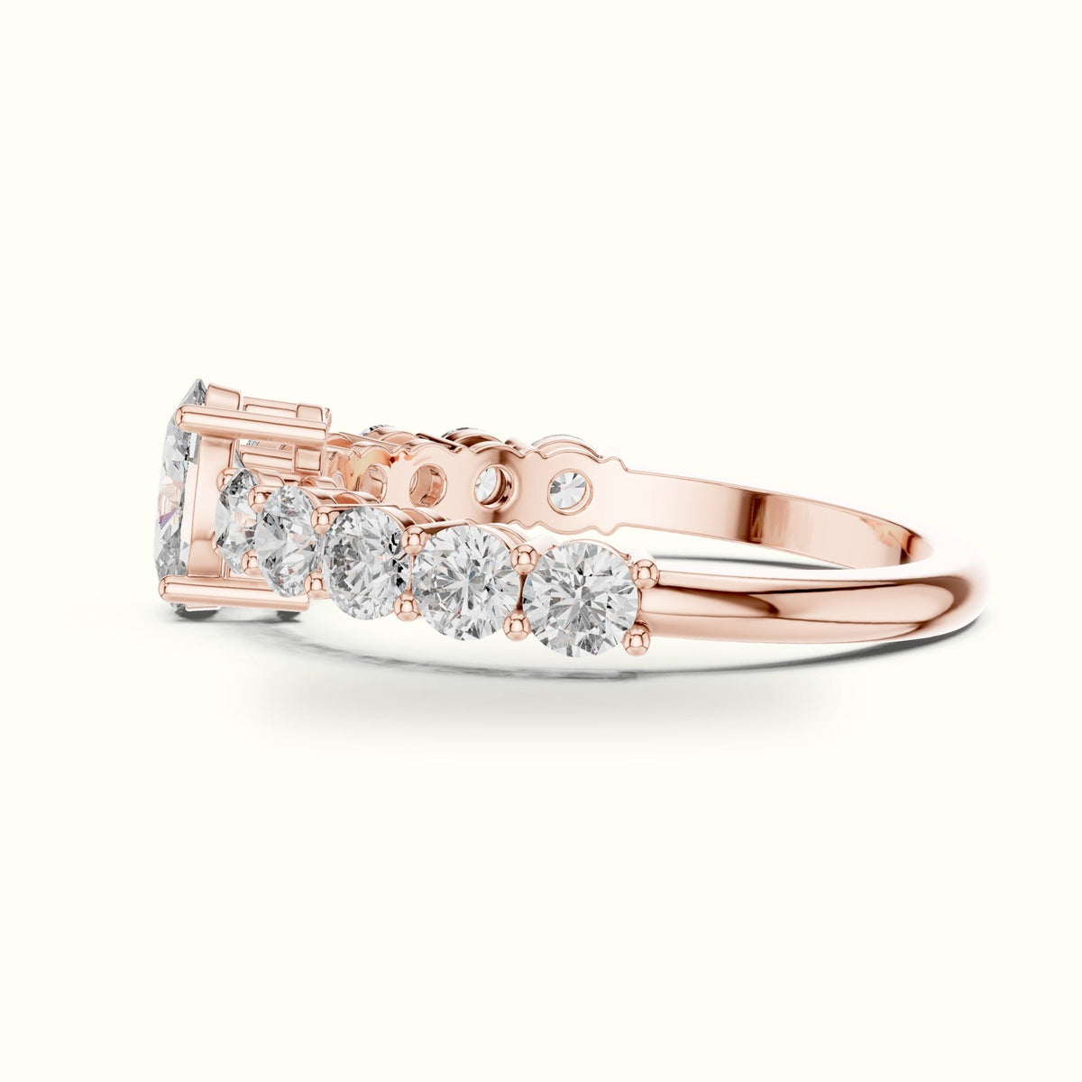 Four-Prong Oval Multi Stone Lab-Grown Diamond Solitaire Ring — Rose gold, view 3 | Crystal N Cuts