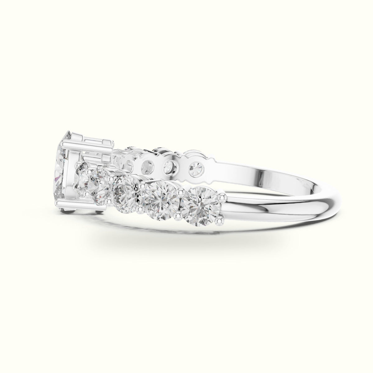 Four-Prong Oval Multi Stone Lab-Grown Diamond Solitaire Ring — White gold, view 3 | Crystal N Cuts