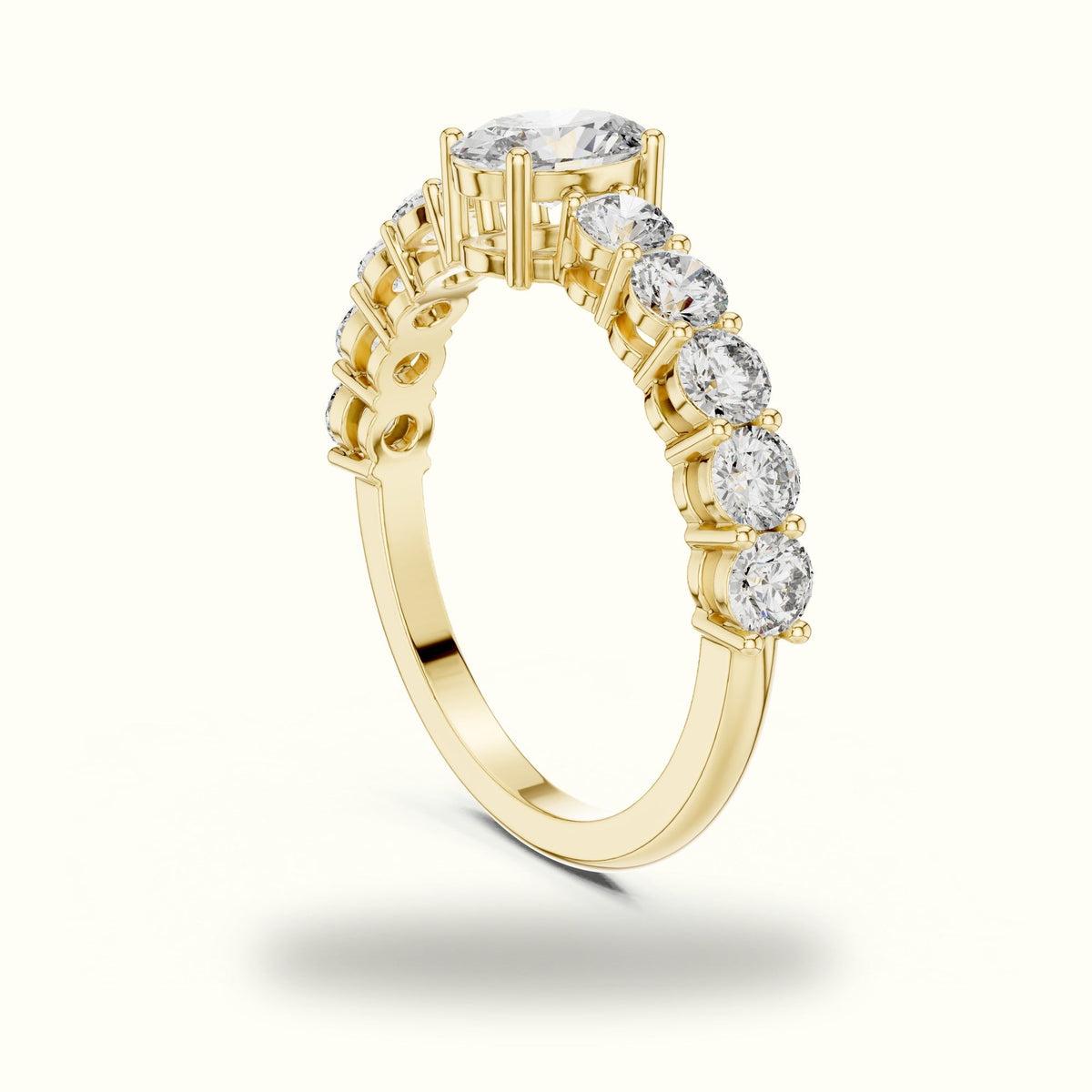 Four-Prong Oval Multi Stone Lab-Grown Diamond Solitaire Ring — Yellow gold, view 1 | Crystal N Cuts