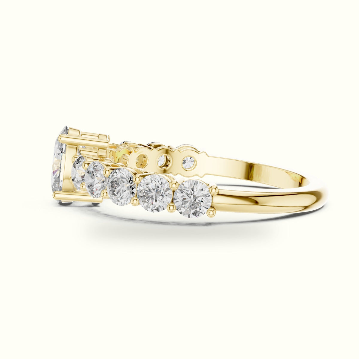 Four-Prong Oval Multi Stone Lab-Grown Diamond Solitaire Ring — Yellow gold, view 3 | Crystal N Cuts