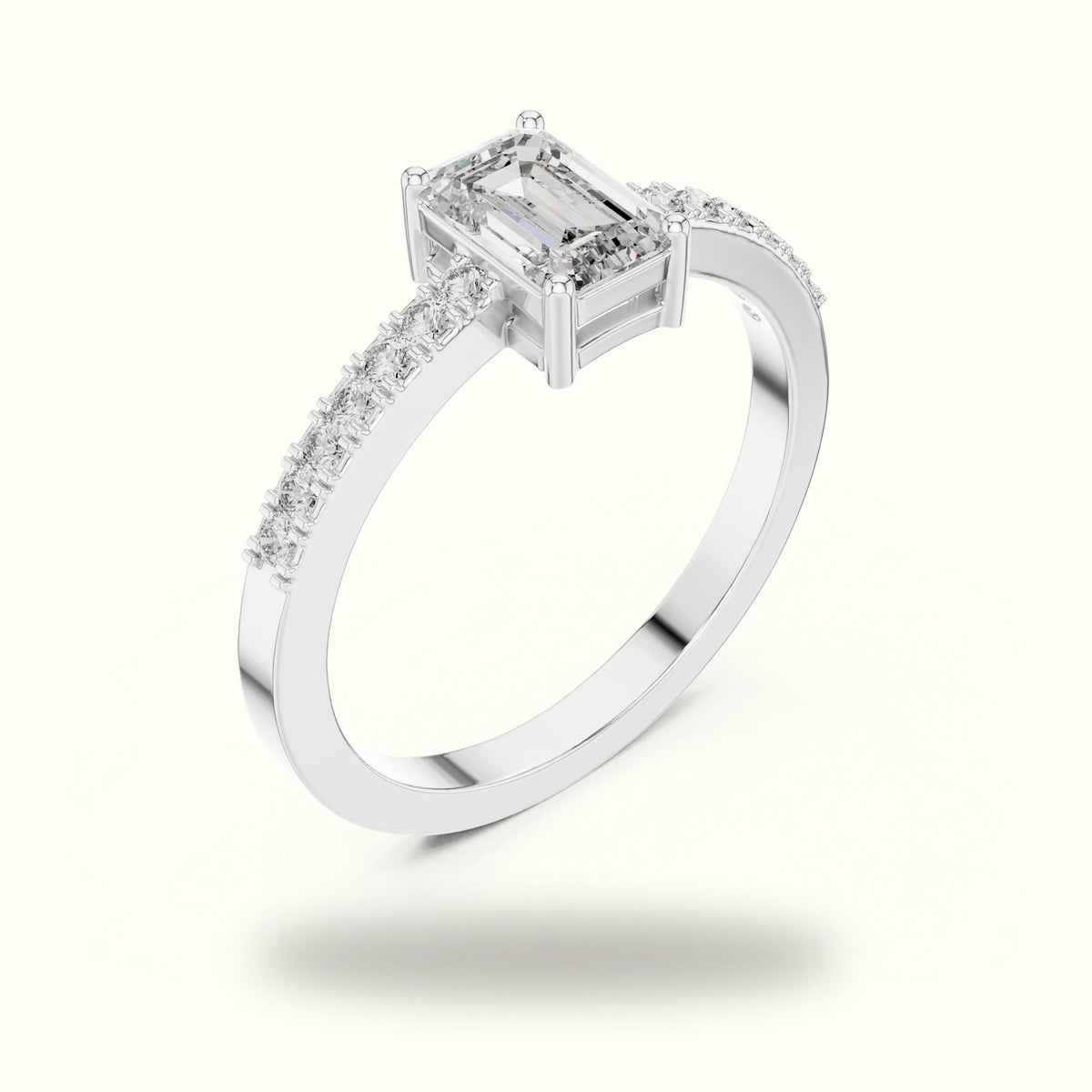 Emerald Basket Lab-Grown Diamond Solitaire Ring — White gold, view 2 | Crystal N Cuts