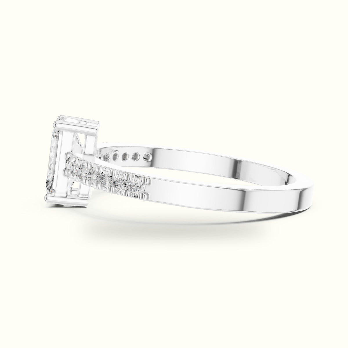 Emerald Basket Lab-Grown Diamond Solitaire Ring — White gold, view 3 | Crystal N Cuts
