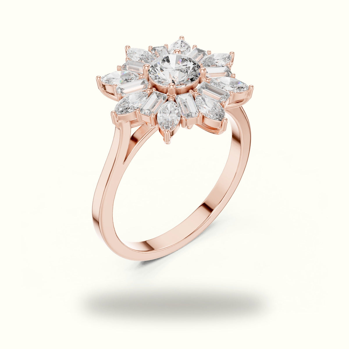 Mix Shape Lab-Grown Diamond Fashion Ring | ALR-65 — Rose gold, view 2 | Crystal N Cuts