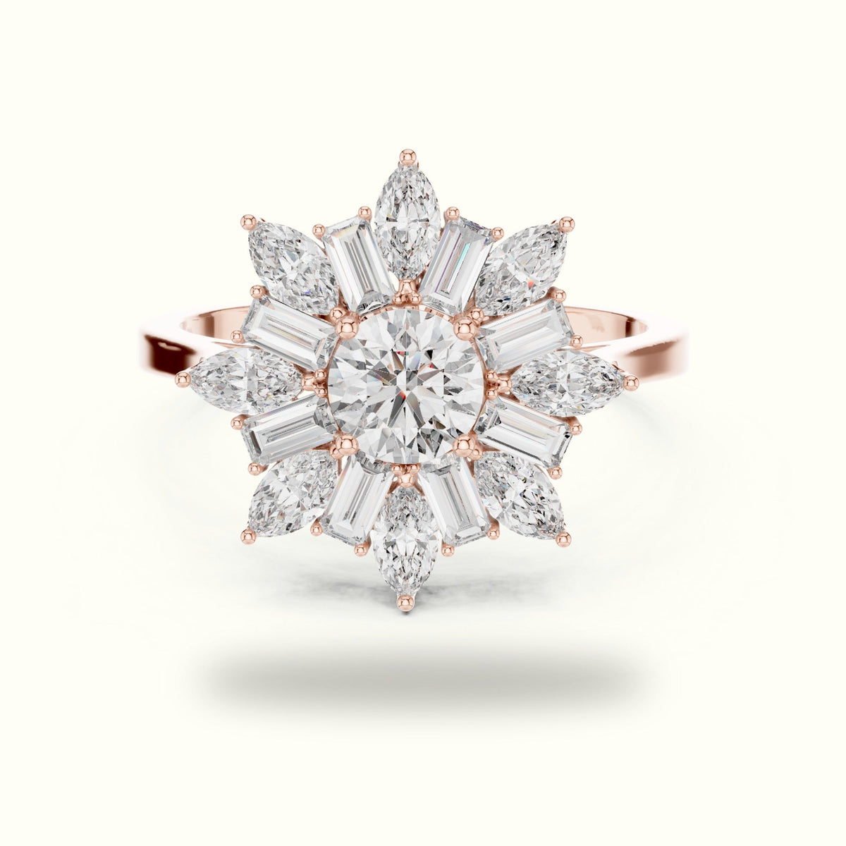 Mix Shape Lab-Grown Diamond Fashion Ring | ALR-65 — Rose gold, front view | Crystal N Cuts
