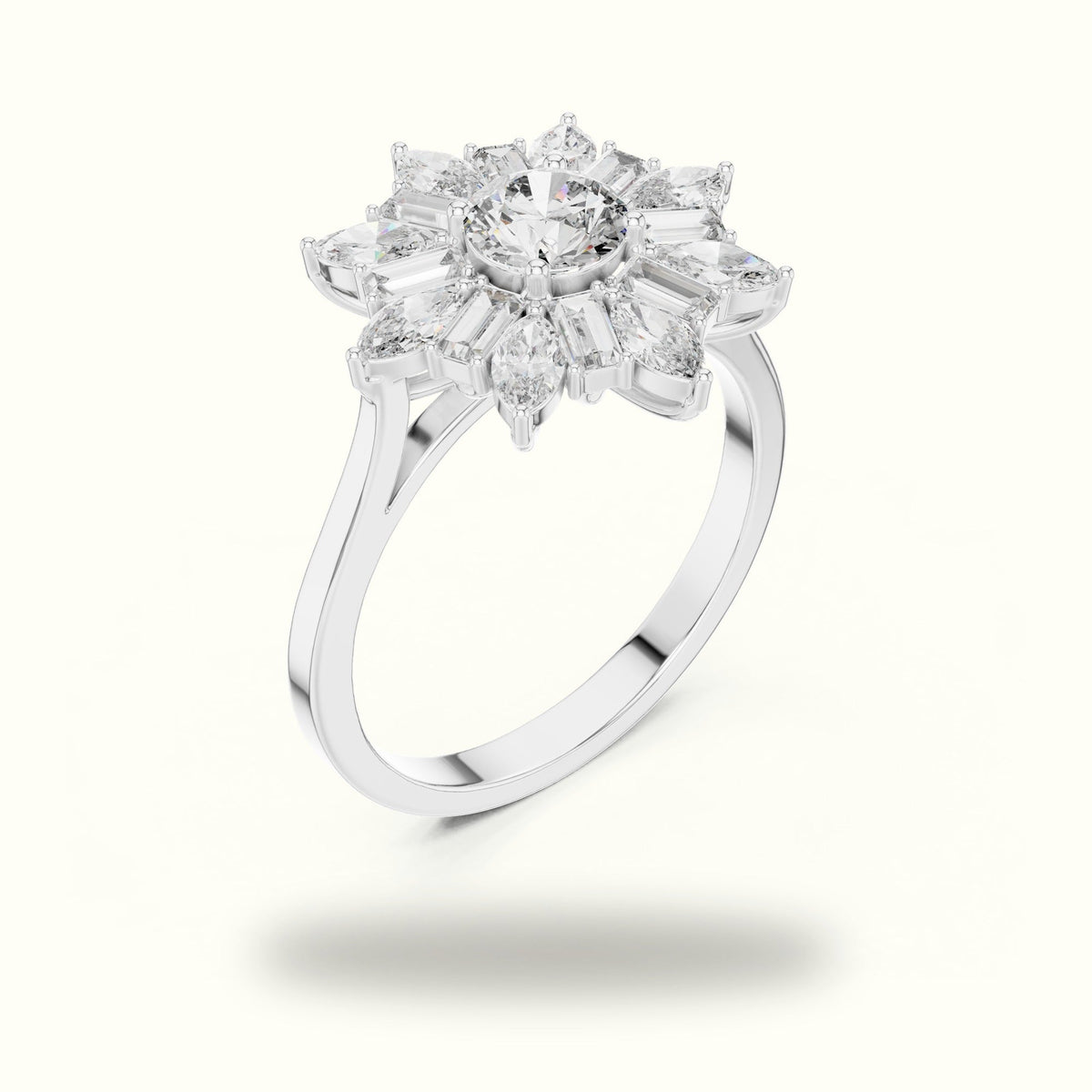 Mix Shape Lab-Grown Diamond Fashion Ring | ALR-65 — White gold, view 2 | Crystal N Cuts