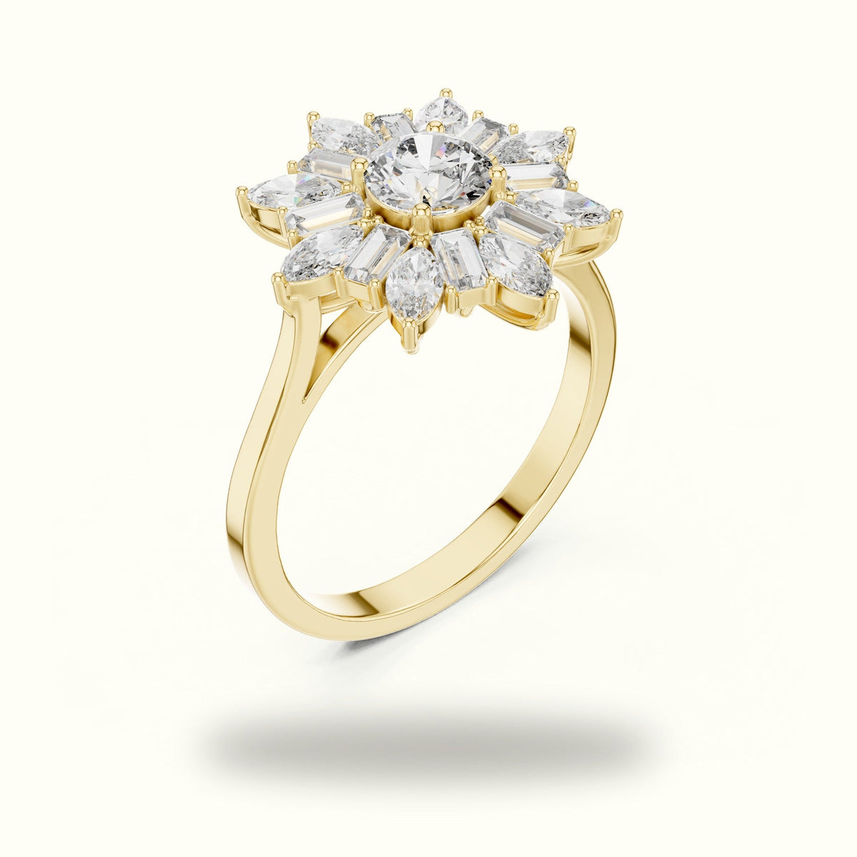 Mix Shape Lab-Grown Diamond Fashion Ring | ALR-65 — Yellow gold, view 2 | Crystal N Cuts