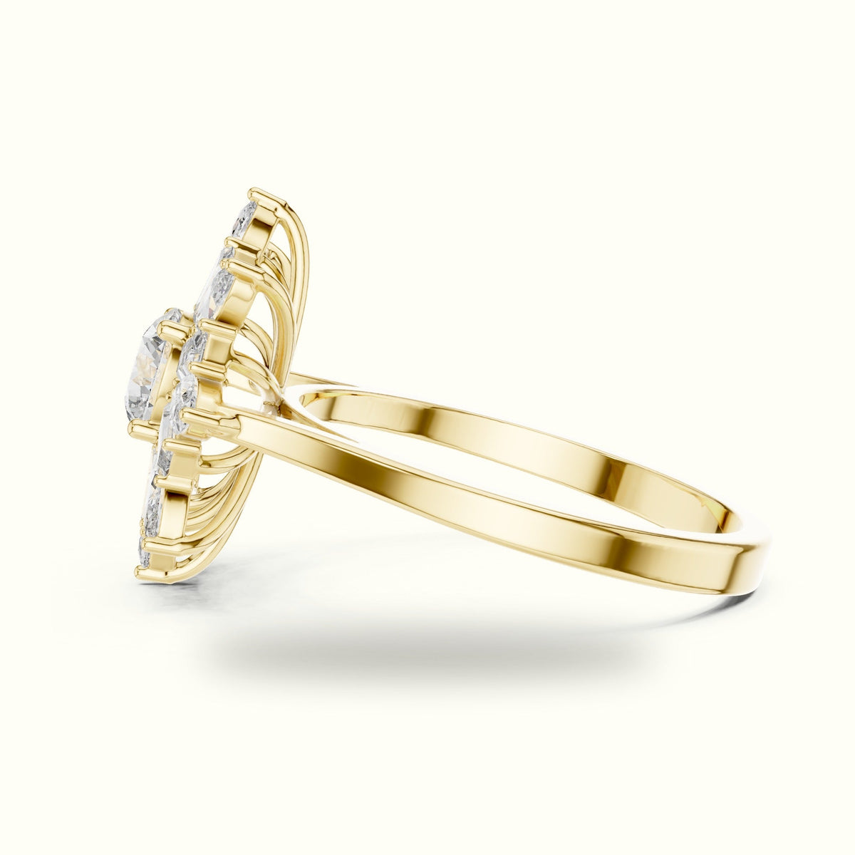 Mix Shape Lab-Grown Diamond Fashion Ring | ALR-65 — Yellow gold, view 3 | Crystal N Cuts