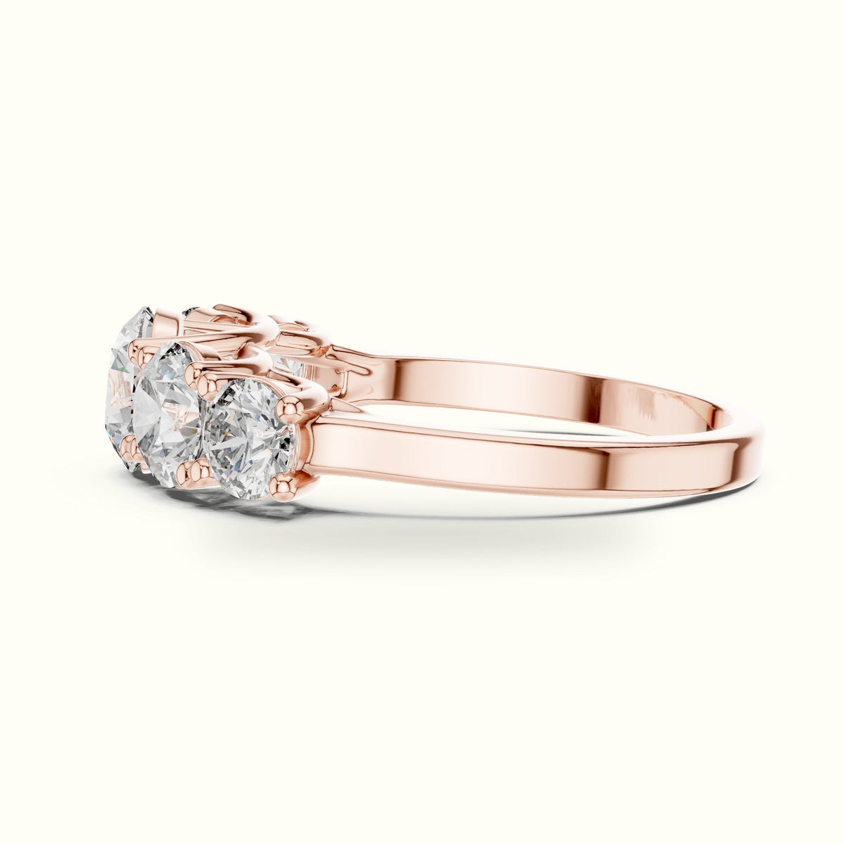Round Lab-Grown Diamond Five-Stone Ring — Rose gold, view 3 | Crystal N Cuts