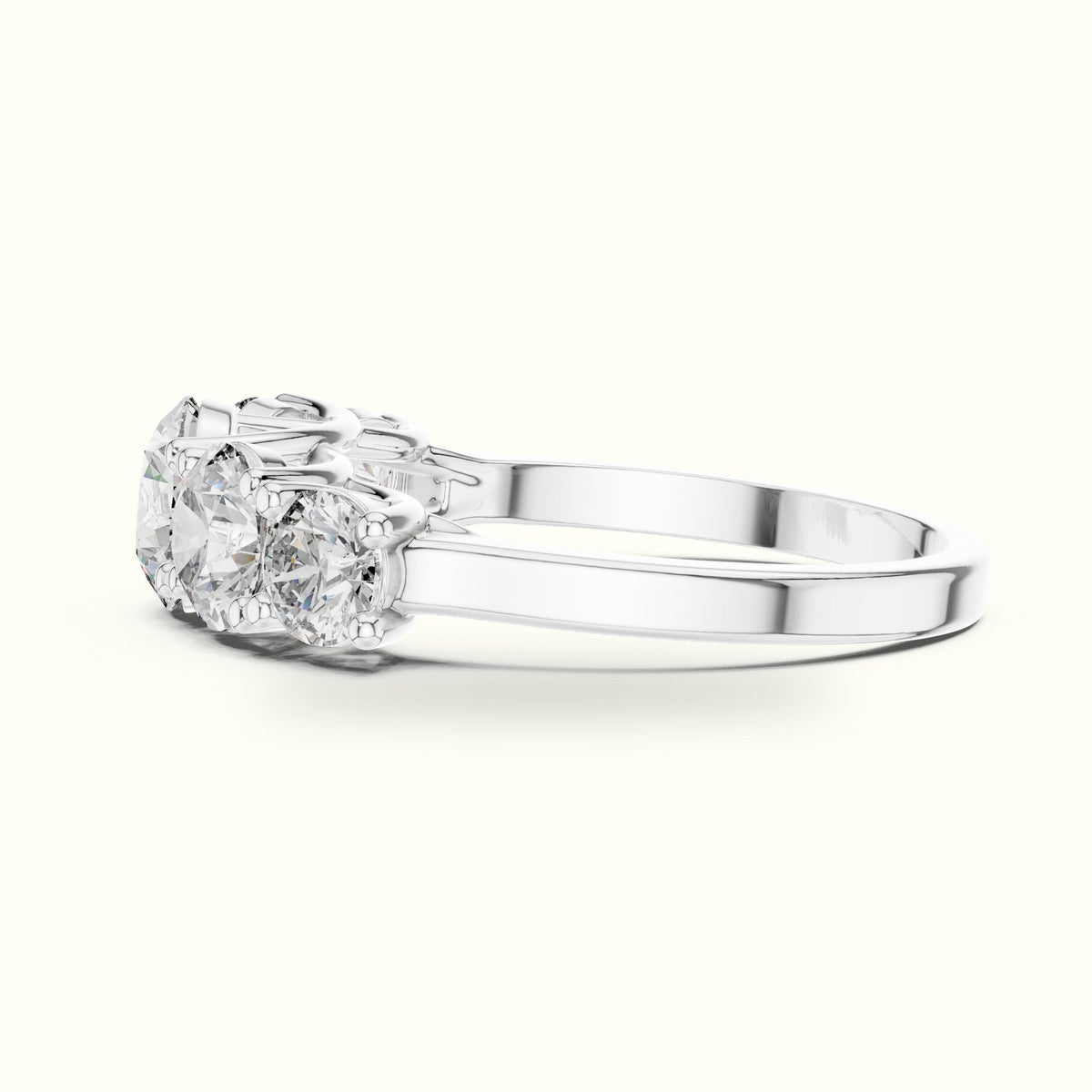 Round Lab-Grown Diamond Five-Stone Ring — White gold, view 3 | Crystal N Cuts