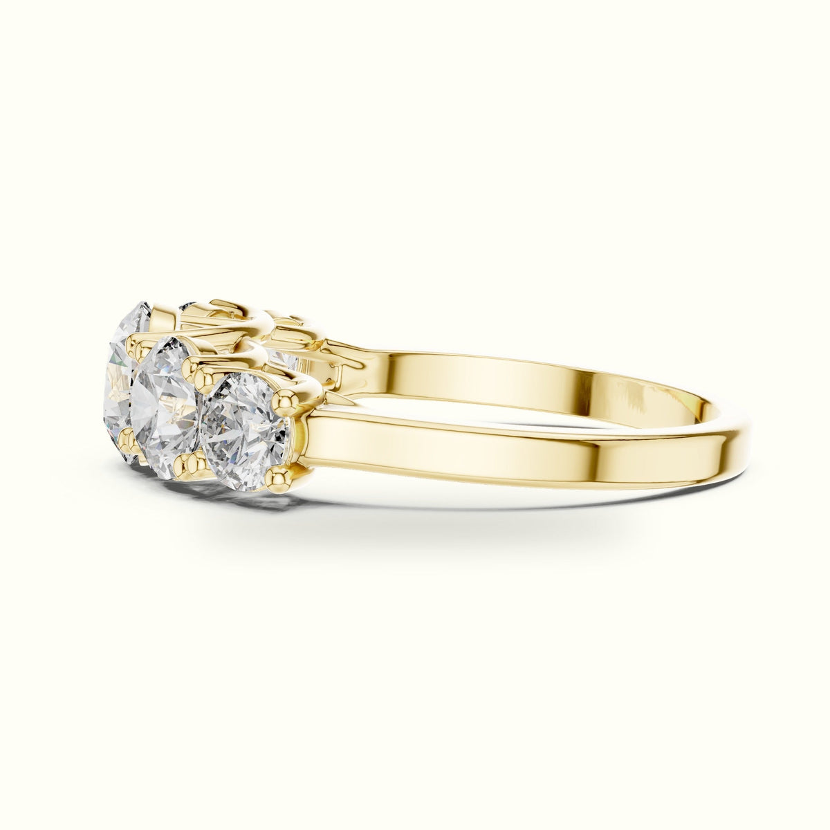 Round Lab-Grown Diamond Five-Stone Ring — Yellow gold, view 3 | Crystal N Cuts