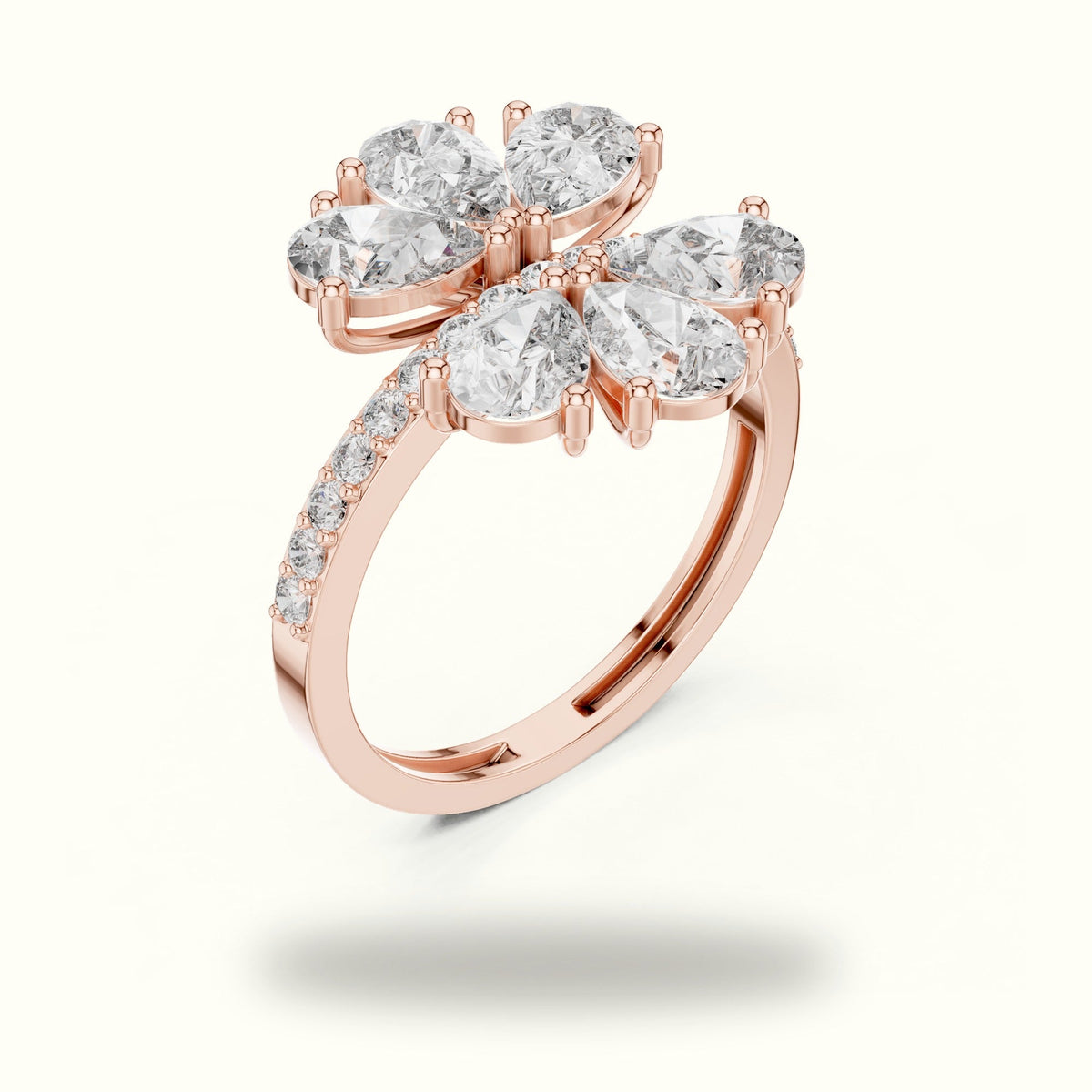 Pear Cluster Lab-Grown Diamond Ring — Rose gold, view 2 | Crystal N Cuts