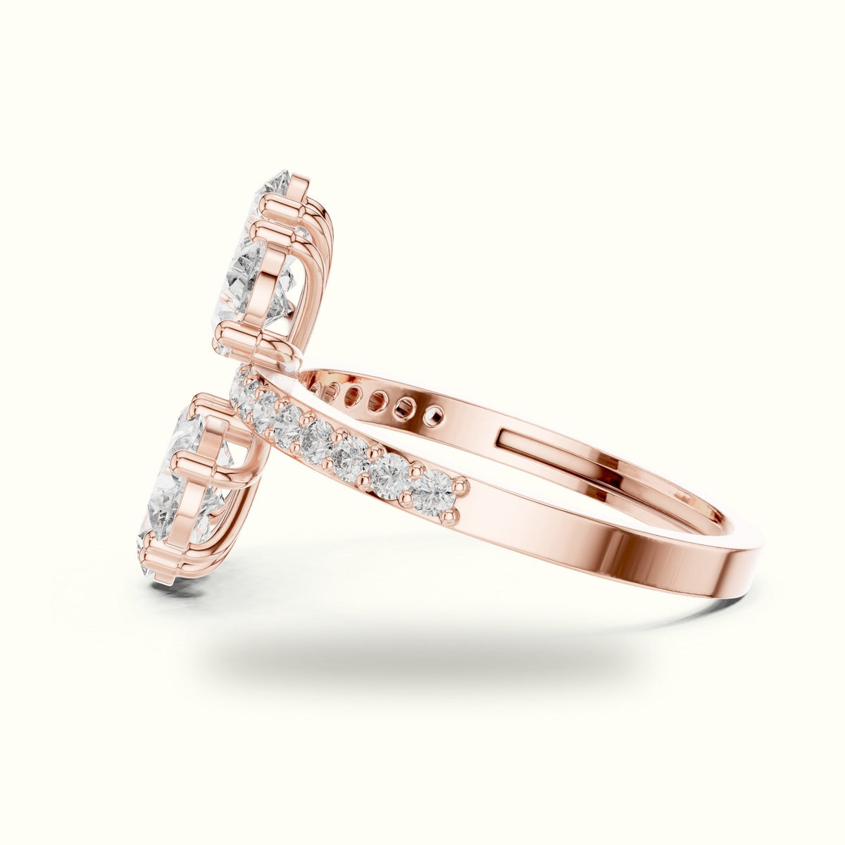 Pear Cluster Lab-Grown Diamond Ring — Rose gold, view 3 | Crystal N Cuts