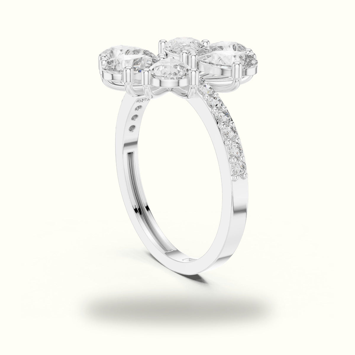 Pear Cluster Lab-Grown Diamond Ring — White gold, view 1 | Crystal N Cuts