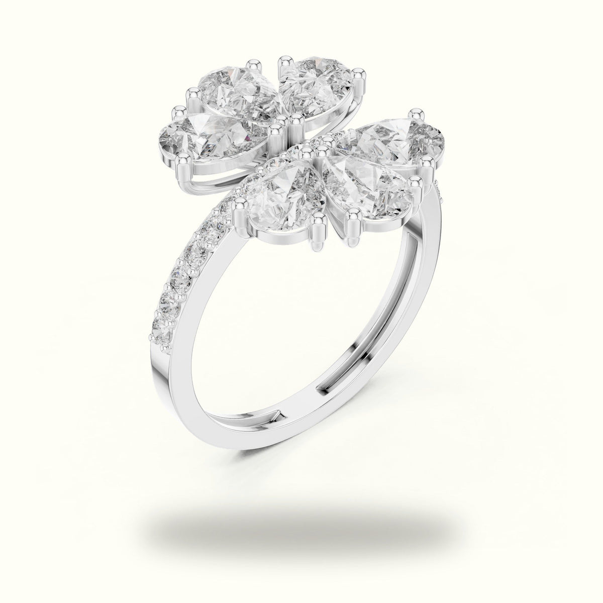 Pear Cluster Lab-Grown Diamond Ring — White gold, view 2 | Crystal N Cuts
