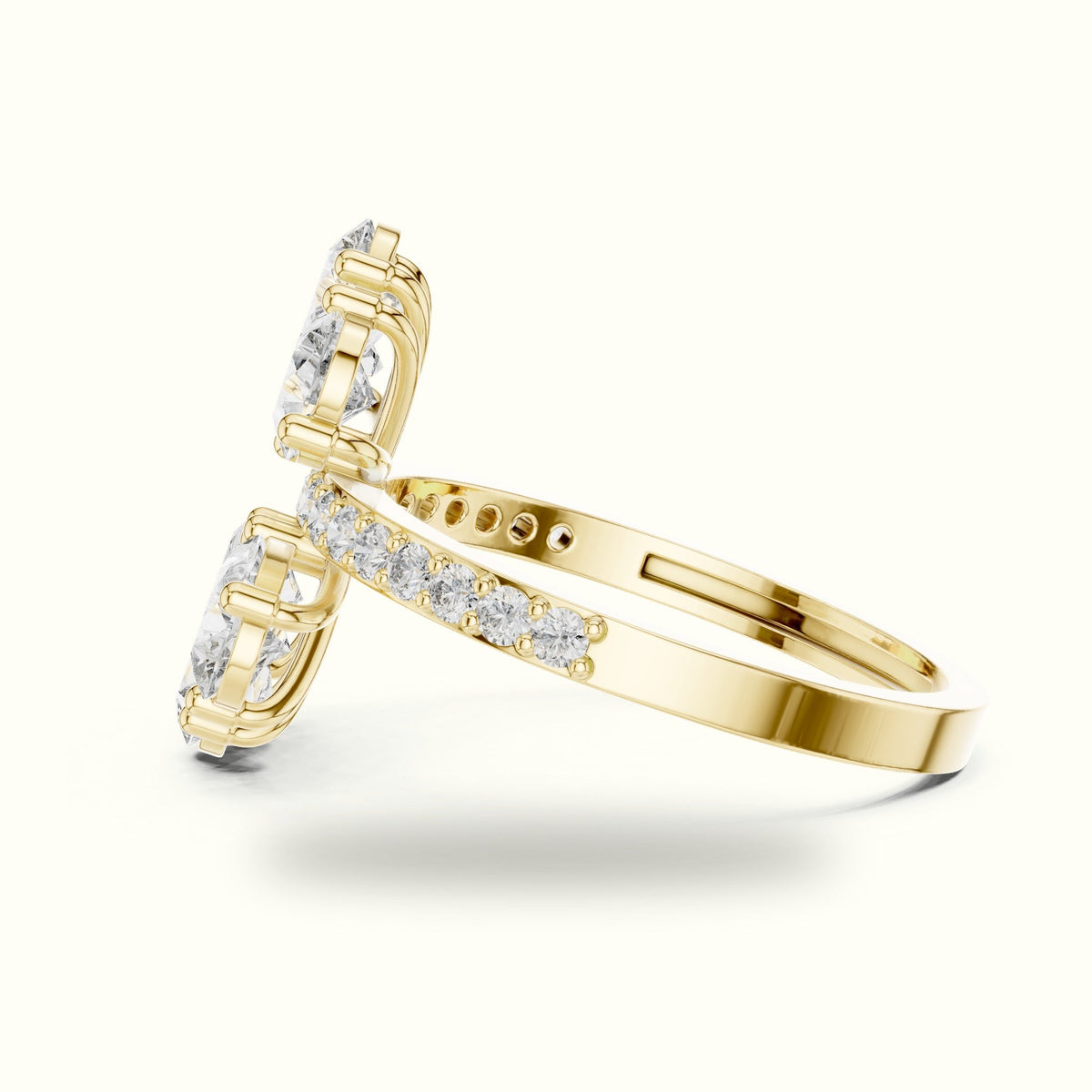 Pear Cluster Lab-Grown Diamond Ring — Yellow gold, view 3 | Crystal N Cuts