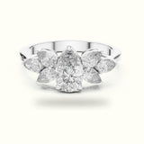 Pear Basket Lab-Grown Diamond Solitaire with Side Stones Ring