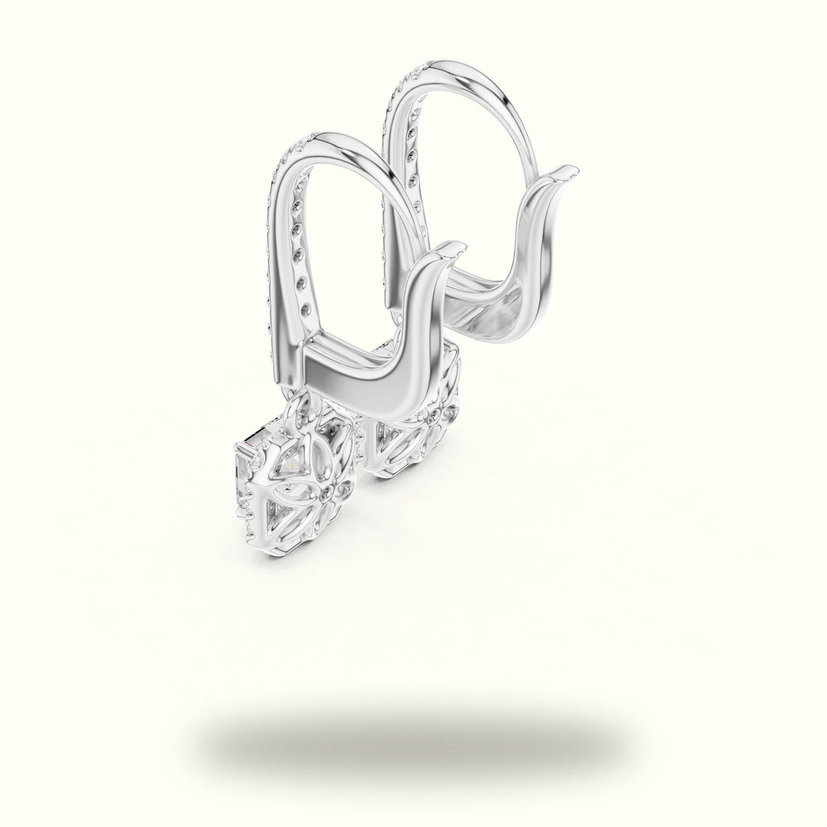 Asscher Cut Halo Lab-Grown Diamond Earrings — White gold, view 2 | Crystal N Cuts