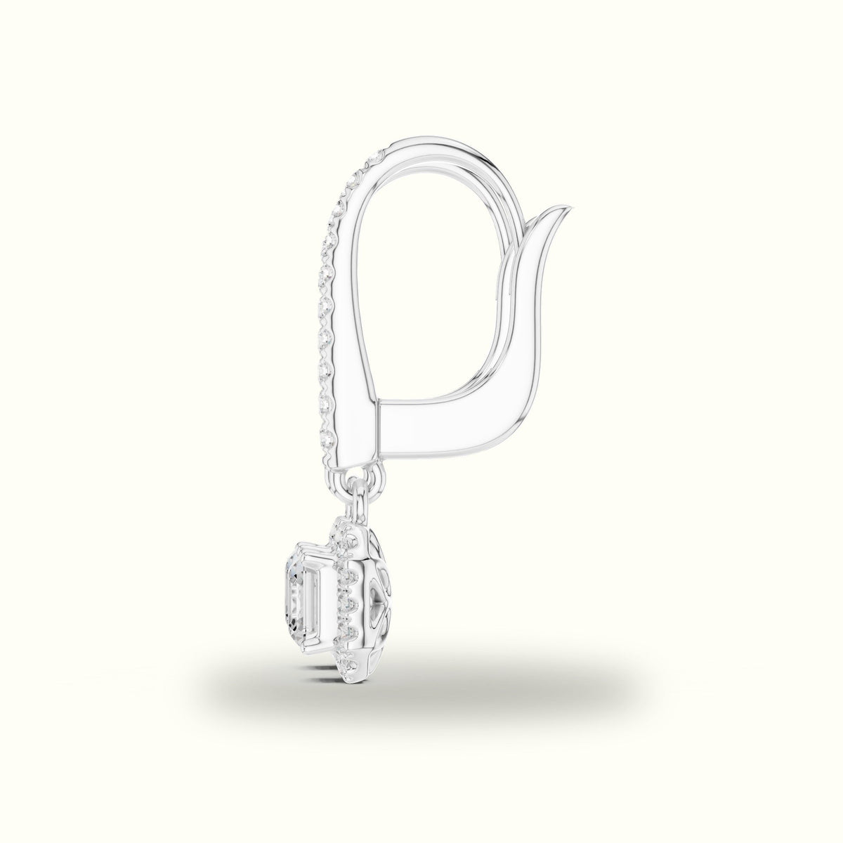 Asscher Cut Halo Lab-Grown Diamond Earrings — White gold, view 3 | Crystal N Cuts