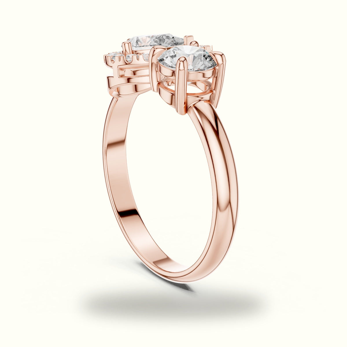 Pear & Round Lab-Grown Diamond Toi et Moi Ring — Rose gold, view 1 | Crystal N Cuts
