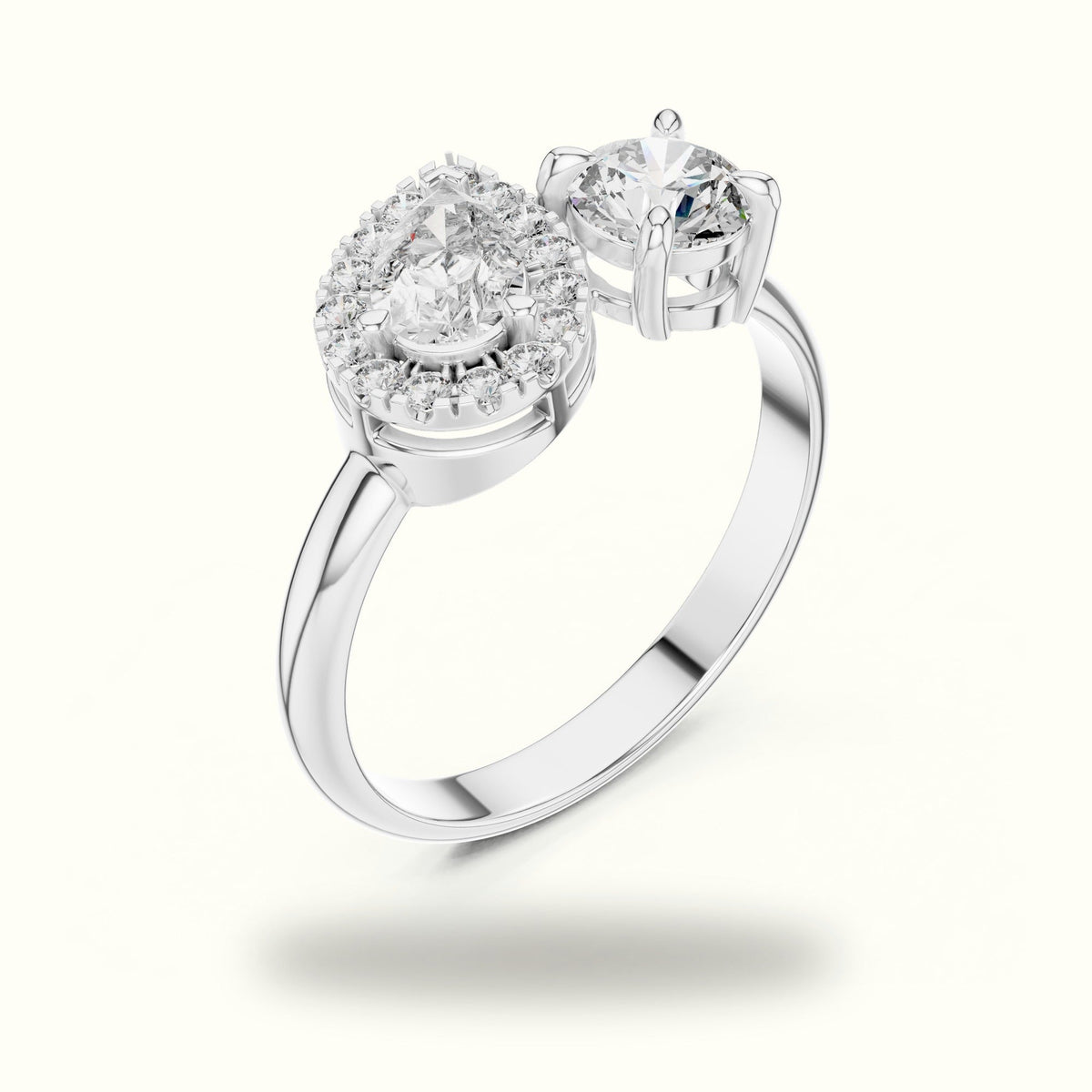 Pear & Round Lab-Grown Diamond Toi et Moi Ring — White gold, view 2 | Crystal N Cuts