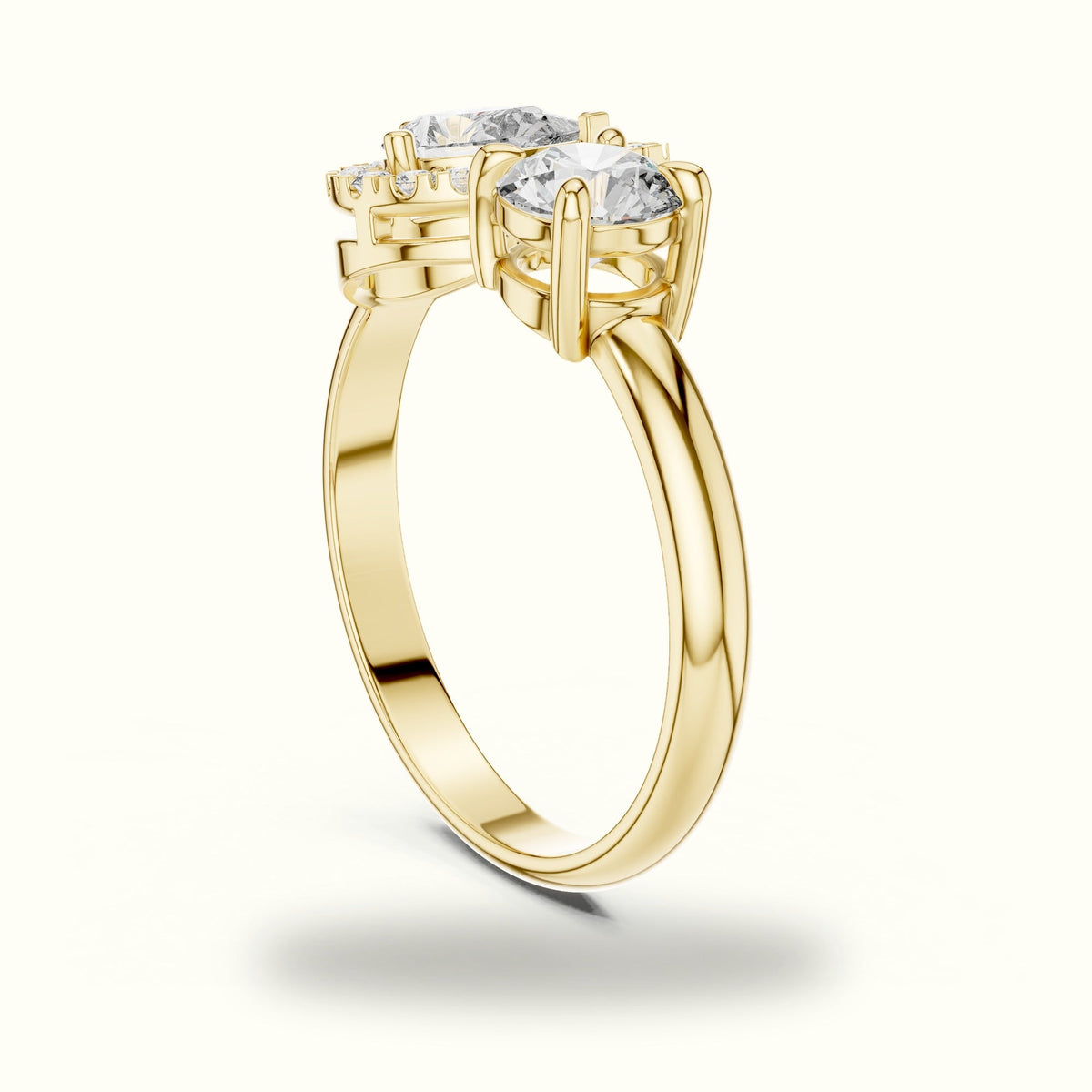 Pear & Round Lab-Grown Diamond Toi et Moi Ring — Yellow gold, view 1 | Crystal N Cuts