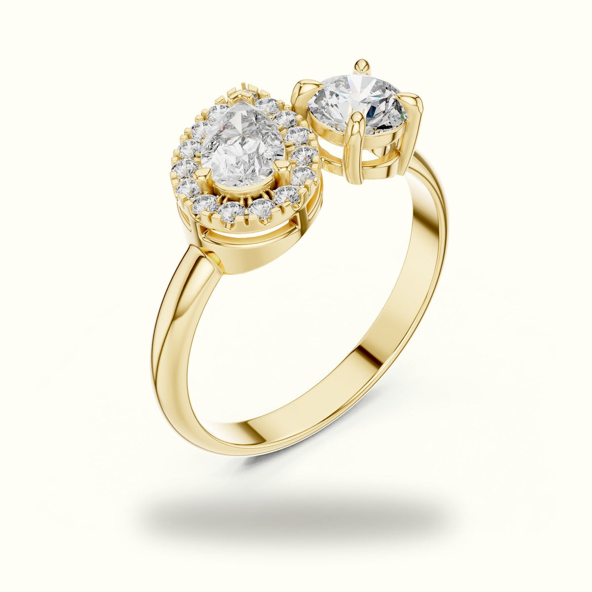 Pear & Round Lab-Grown Diamond Toi et Moi Ring — Yellow gold, view 2 | Crystal N Cuts