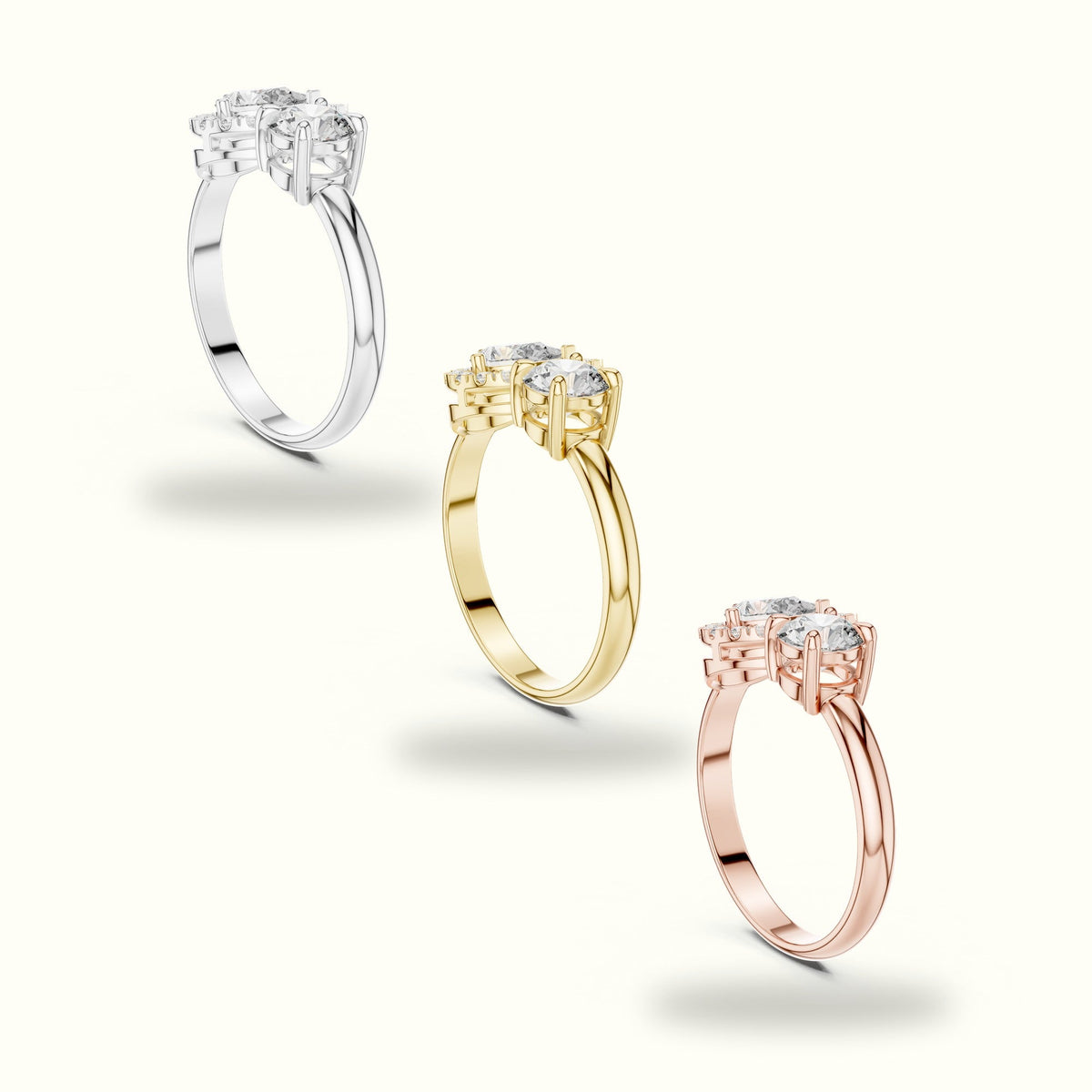 Pear & Round Lab-Grown Diamond Toi et Moi Ring — Yellow gold, in yellow, white and rose gold | Crystal N Cuts