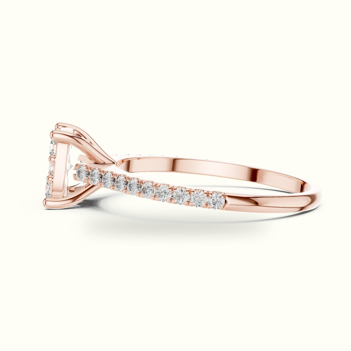Cushion Composite Cathedral Lab-Grown Diamond Cluster Ring — Rose gold, view 3 | Crystal N Cuts