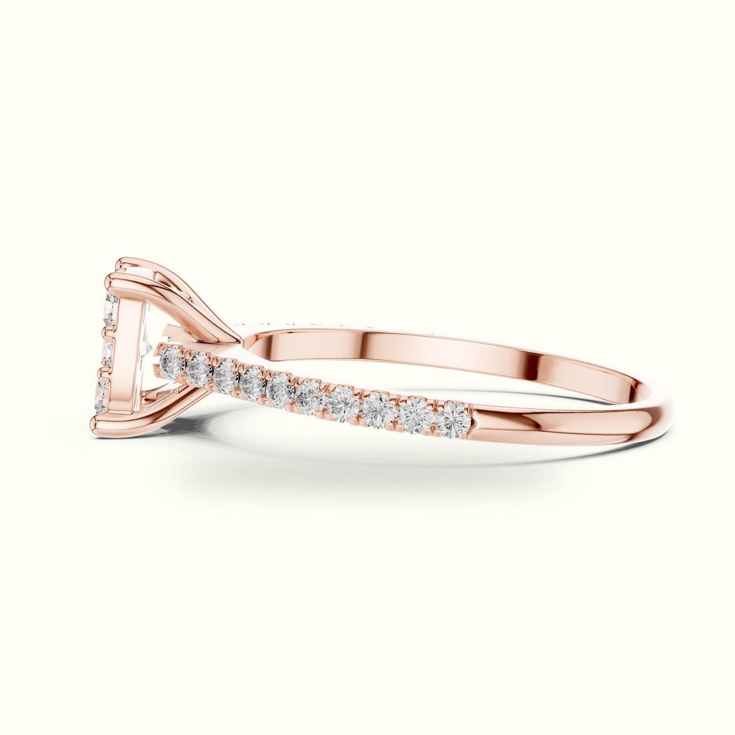 Cushion Composite Cathedral Lab-Grown Diamond Cluster Ring - Rose