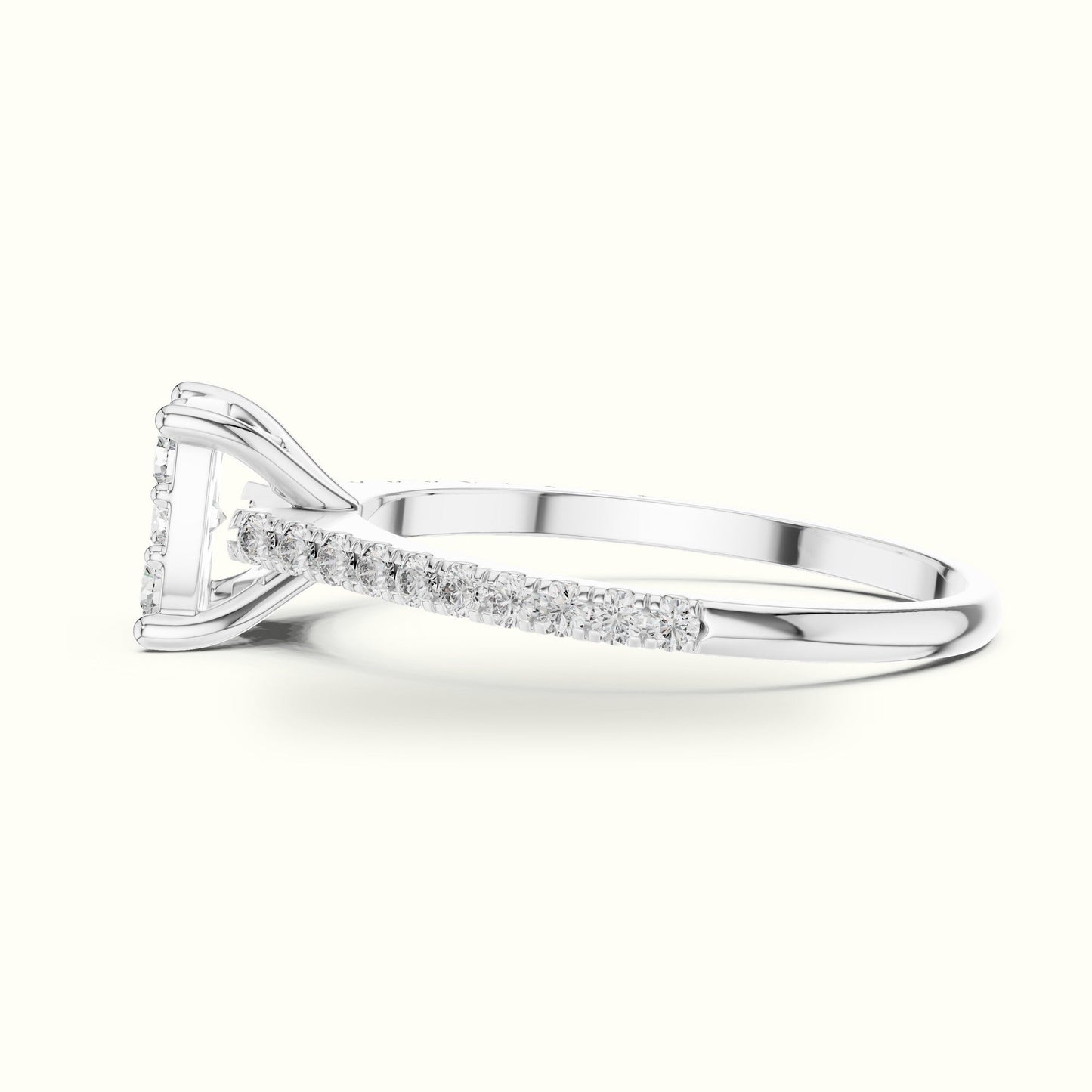 Cushion Composite Cathedral Lab-Grown Diamond Cluster Ring - White