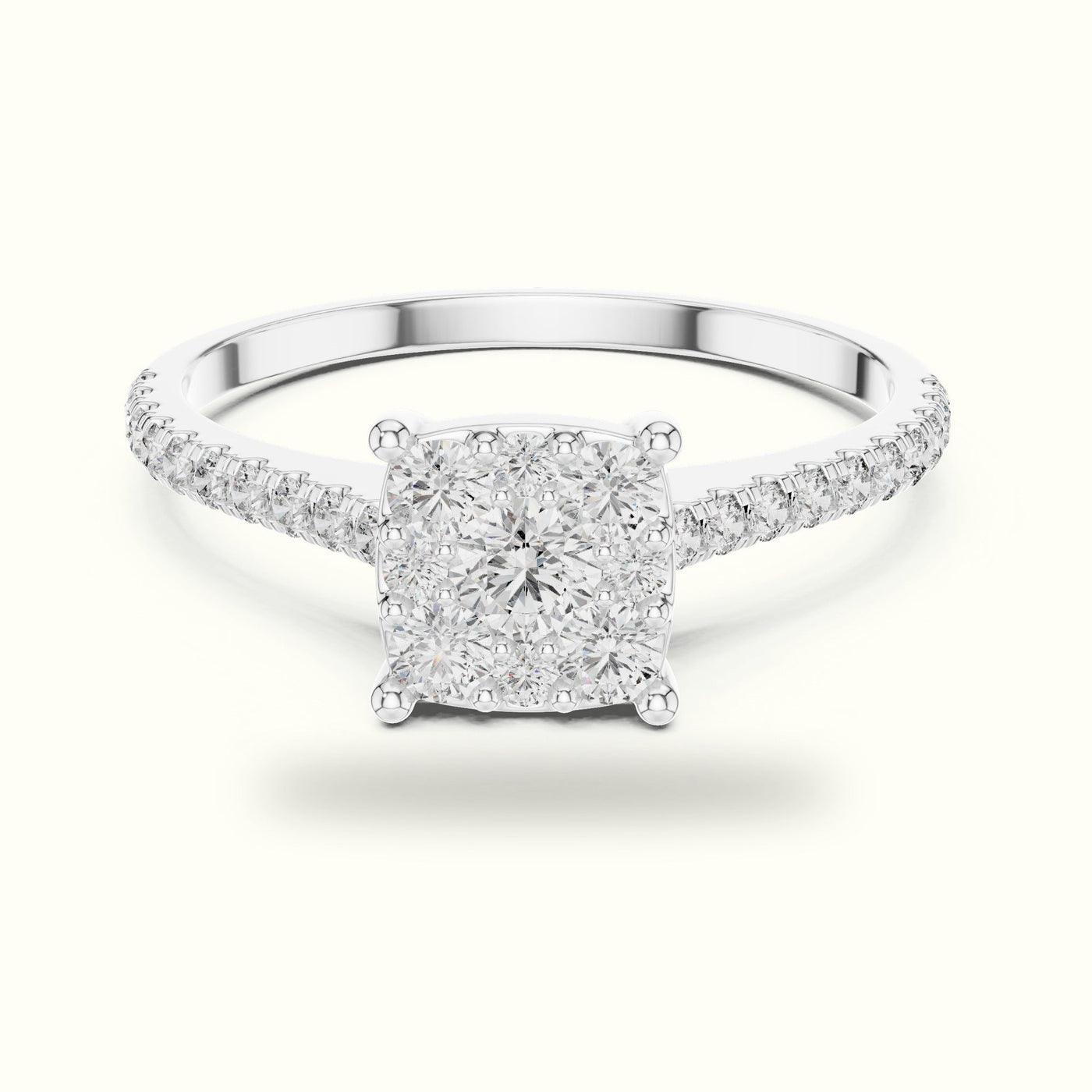 Cushion Composite Cathedral Lab-Grown Diamond Cluster Ring