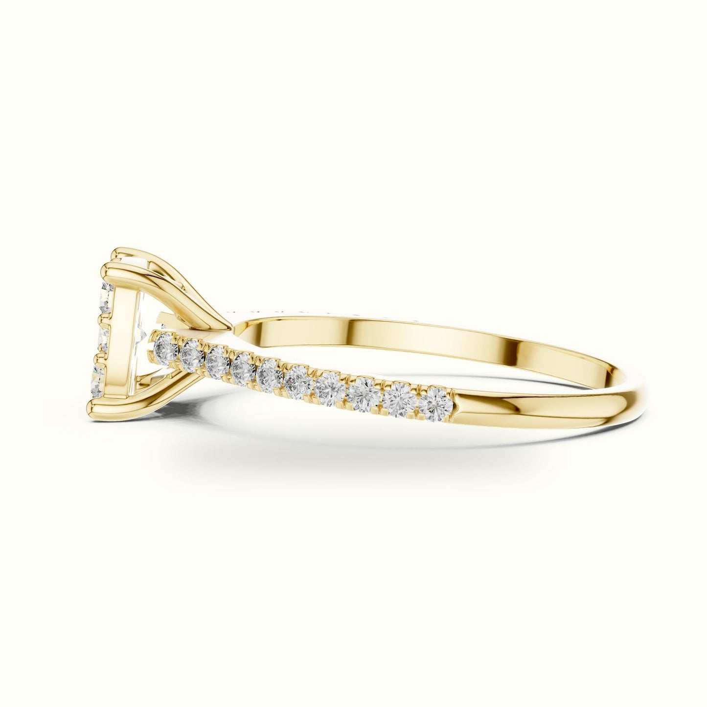 Cushion Composite Cathedral Lab-Grown Diamond Cluster Ring - Yellow